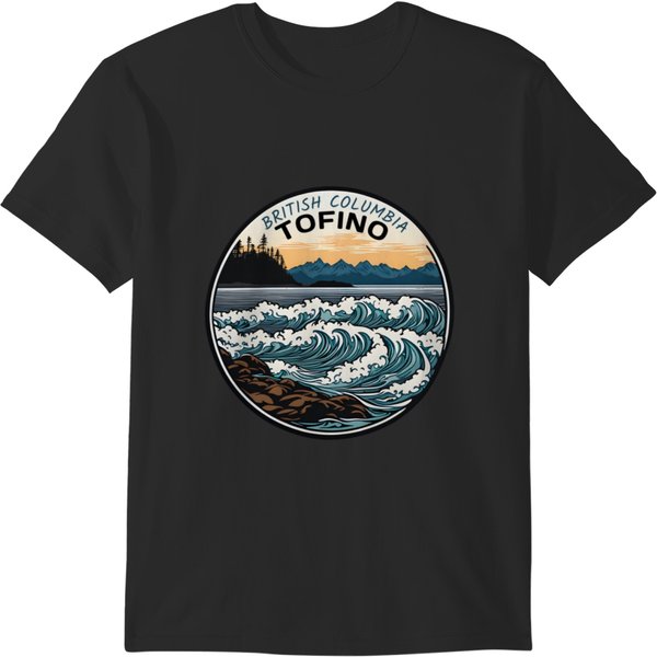 Tofino British Columbia Waves Sticker T-Shirts-image