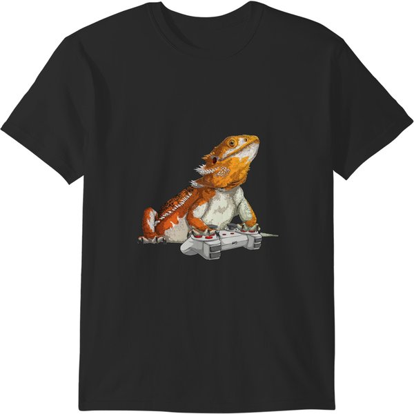 Bearded Dragon Playing Video Games Reptiles Lizard Gamers 2 T-Shirts-image