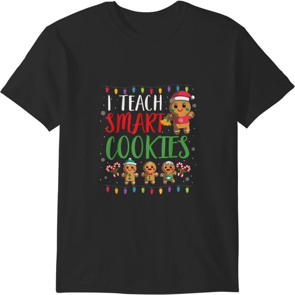 I Teach Smart Cookies Christmas Teacher Gift Gingerbread T-Shirts-image