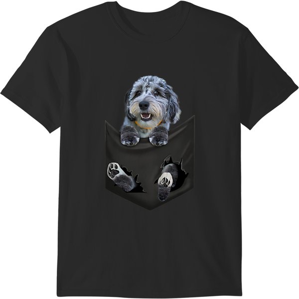 Aussiedoodle Dog In Pocket Aussiepoo Aussiepoodle Peeking T-Shirts-image