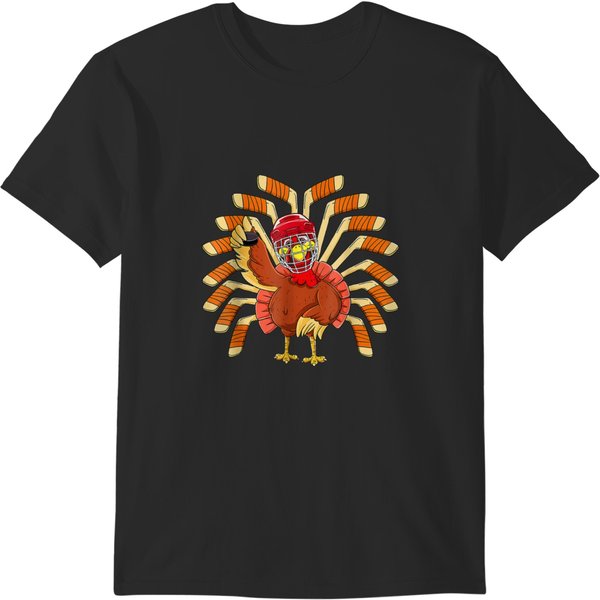 Ice Hockey Thanksgiving Turkey Playing Hockey T-Shirts-image