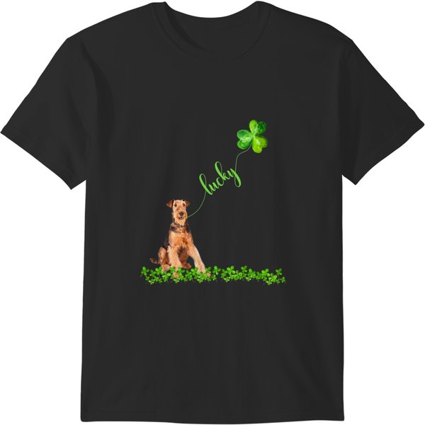Dog Airedale Terrier Lucky Airedale Terrier Dog Shamrock St Patricks Day T-Shirts-image