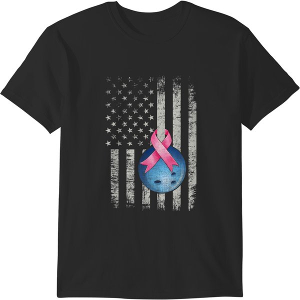 Bowling Wear Pink Ribbon Breast Cancer Awareness Month T-Shirts-image