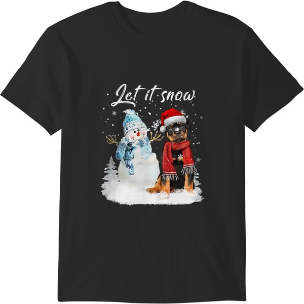 Dog Rottweiler Santa Dog Christmas Snowman Xmas Pajama 315 T-Shirts-image