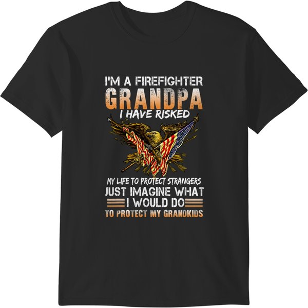 Fireman Firefighter Us Flag Veteran Day Firefighter Grandpa Protect My Grandkids 177 Firemen T-Shirts-image