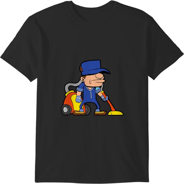 Vacuum Cleaner Hoover Building Cleaning Person Cleaners T-Shirts-image