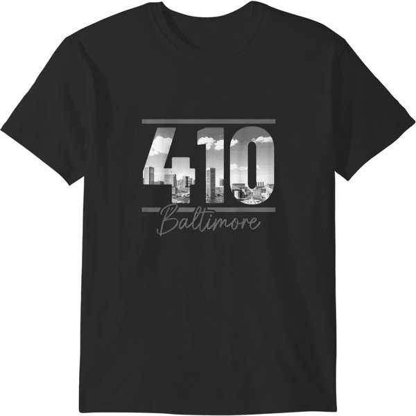 Baltimore 410 Area Code Skyline Maryland Vintage T-Shirts-image