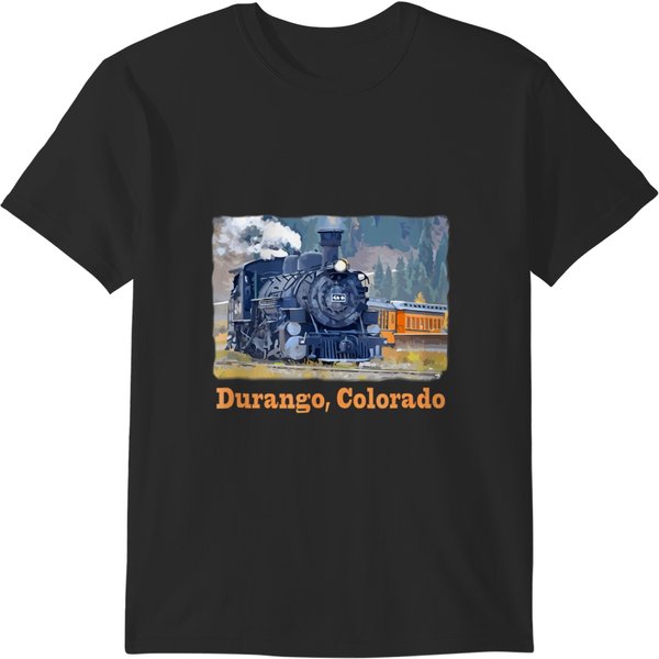 Durango, Colorado Train Steam Engine, Colorful T-Shirts-image