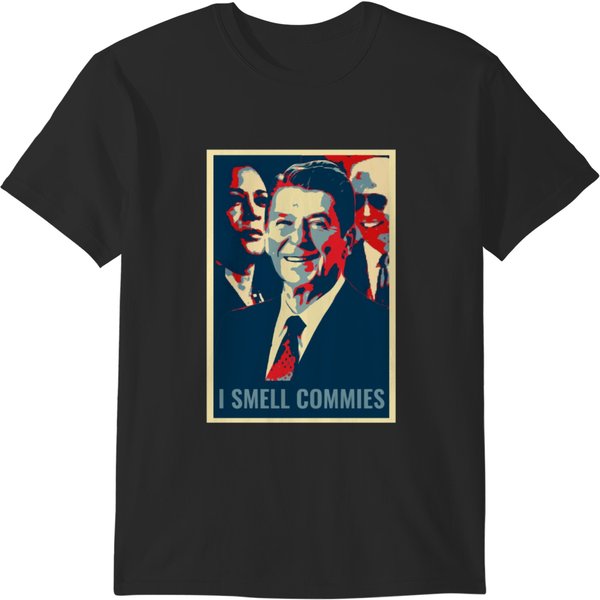 Anti Biden Harris President Reagan I Smell Commies T-Shirts-image