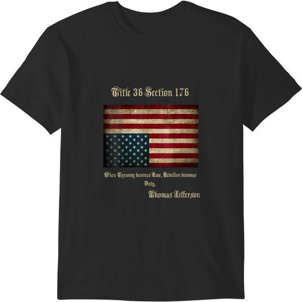 American Flag Distress Upside Down Thomas Jefferson Patriot T-Shirts-image