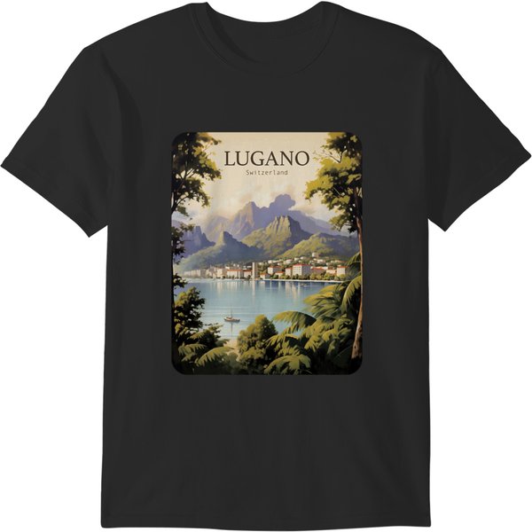 Lugano Vintage Switzerland Tee Alps Hiking Ticino T-Shirts-image