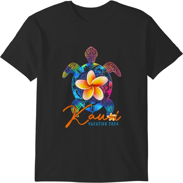 Kauai Hawaii Hawaiian Tie Dye Sea Turtle Vacation 2024 T T-Shirts-image