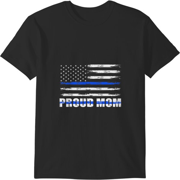 Police Officer Mom Proud Mom Blue Line Family Mothers Day T-Shirts-image