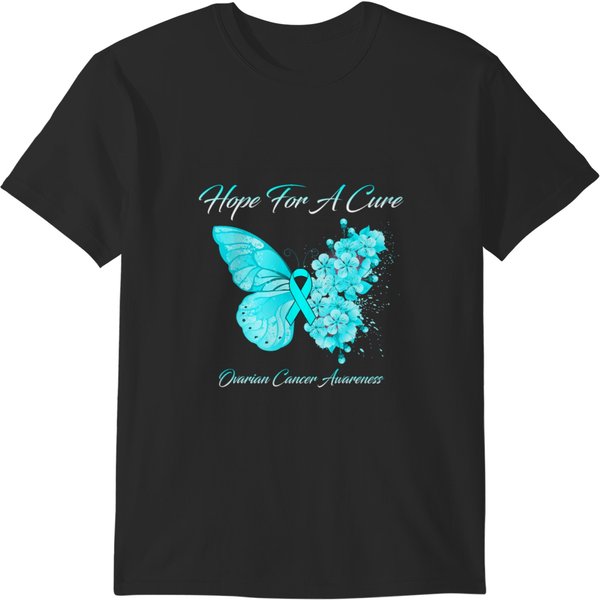 Butterfly Hope For A Cure Ovarian Cancer Awareness T-Shirts-image
