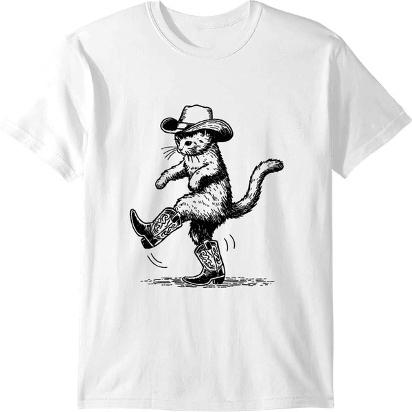 Cute Cat With Cowboy Hat Boots Cowgirl Western Country T-Shirts-image