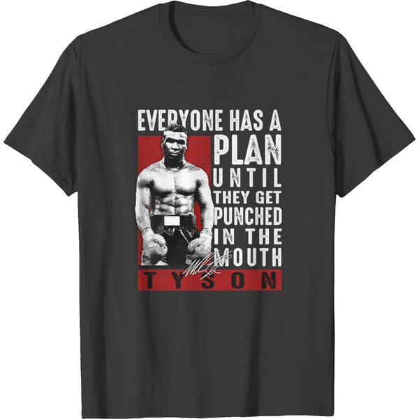 Mike Tyson Quote Signature T-Shirt Black Short Sleeve All Sizes-image