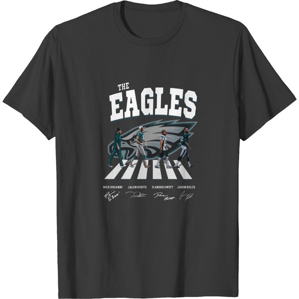 Eagles Walking Abbey Road Signatures Football Shirt, Eagles Abbey Road Signature Football-image