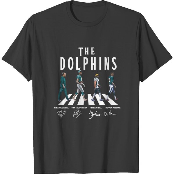 Dolphins Walking Abbey Road Signatures Football Shirt, Miami Vintage-image