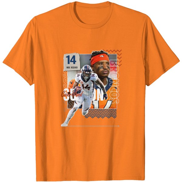Courtland Sutton Football Paper Poster Broncos 6 - Courtland Sutton - T-Shirt-image