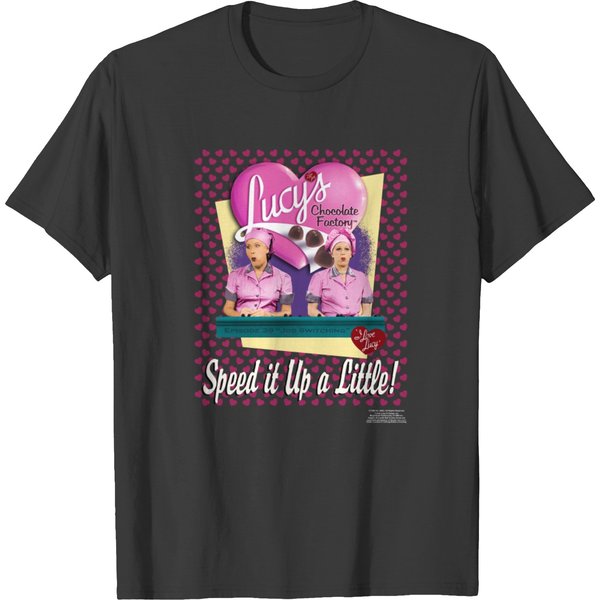 I Love Lucy T Shirts Chocolate Factory Speed It Up Pink T Shirts-image