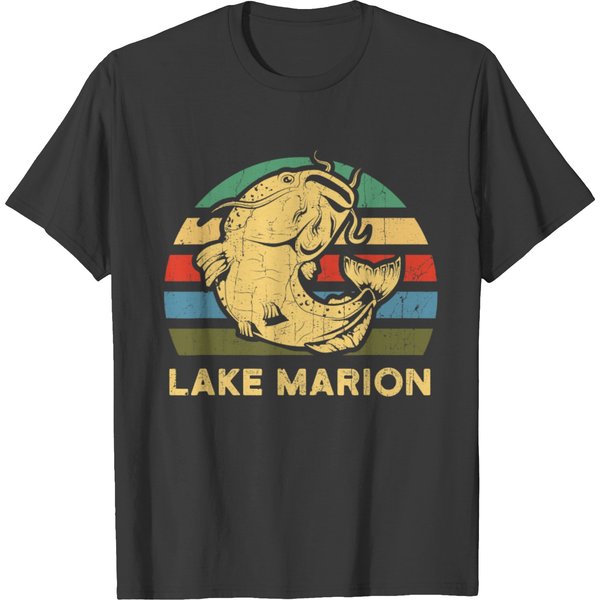 Lake Marion South Carolina Souvernir Gift Cool Catfish T-Shirt T-Shirts-image