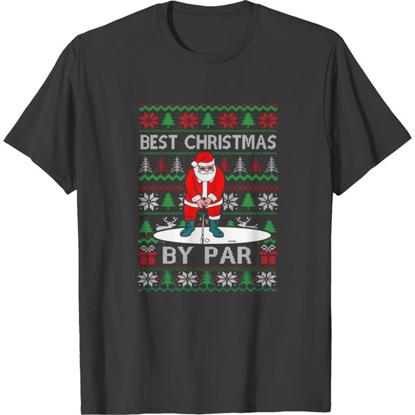 Ugly Sweater Xmas Golf Santa Claus Christmas By Par Sweat T-Shirts-image