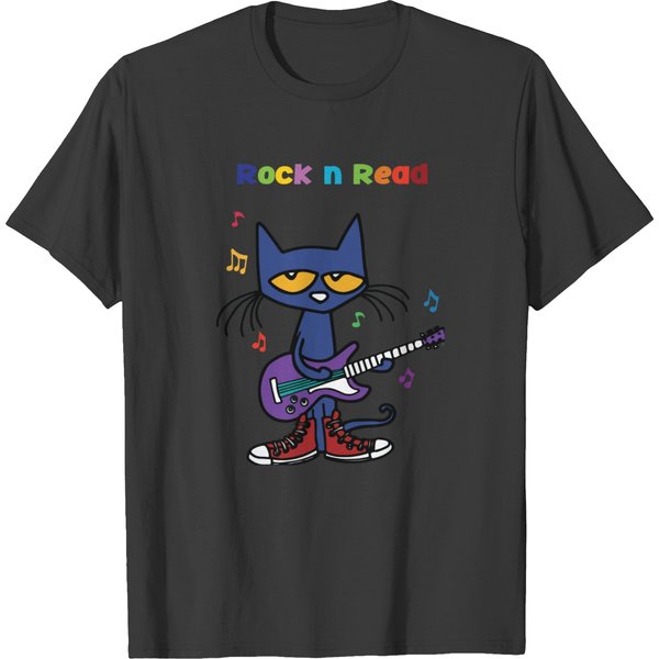 Rock And Read Pete The Cat With His Purple Guitar And Red Shoes T-Shirts-image