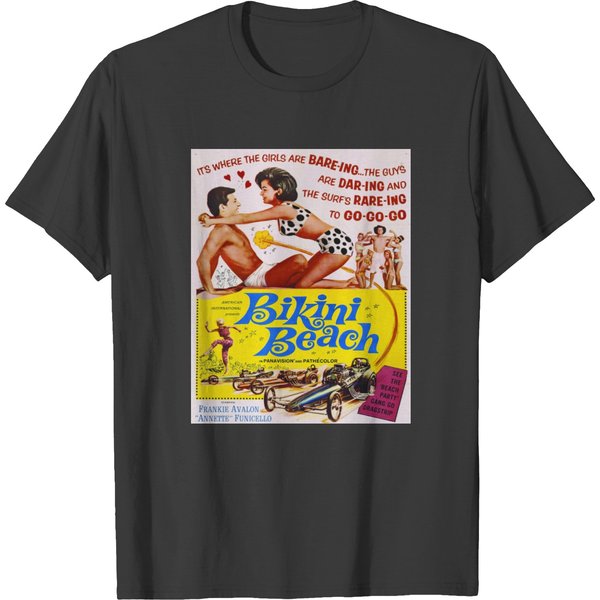 Bikini Beach, Annett Funicello, Frankie Avalon Vintage Movie Poster Print T Shirts-image