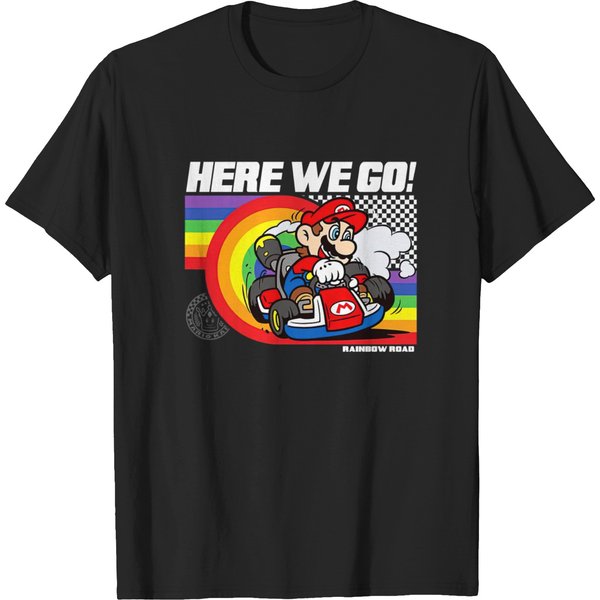 Nintendo Super Mario Mario Kart Pride Rainbow Road Here We Go T-Shirt-image