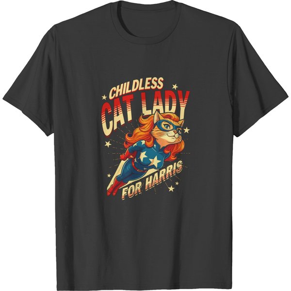 Kamala Harris Childless Cat Lady Shirt - Superhero Tee-image