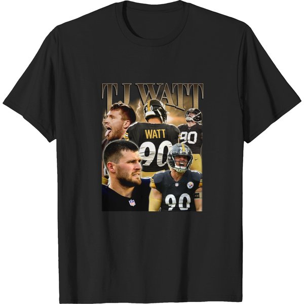 Vintage 90S Graphic Style Tj Watt T-Shirt, Tj Watt Shirt, Vintage Oversized Sport Tee-image