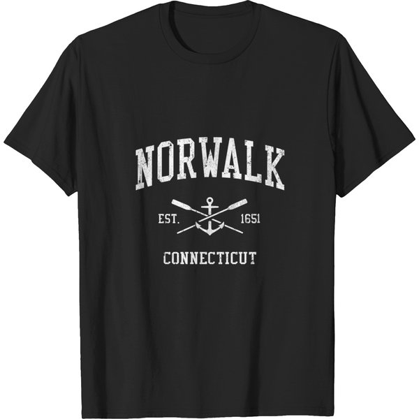 Norwalk Ct Crossed Oars Boat Anchor Sports Pullover T-Shirts-image