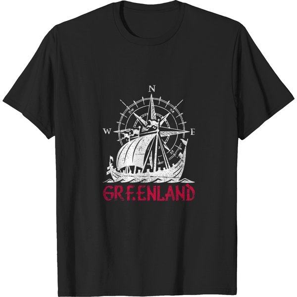 Greenland Viking Ship Compass Travel Souvenir Gr T-Shirts-image