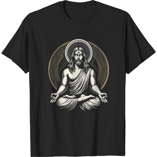 Jesus Meditating Spiritual Zen Meditation Buddha Buddhism T-Shirts-image