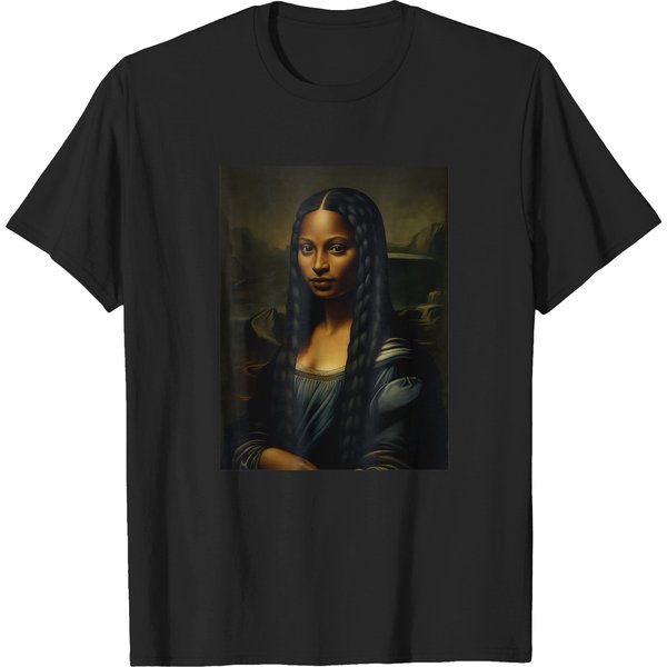 Black Mona Lisa Black History Month African Woman Afro Queen T-Shirts-image