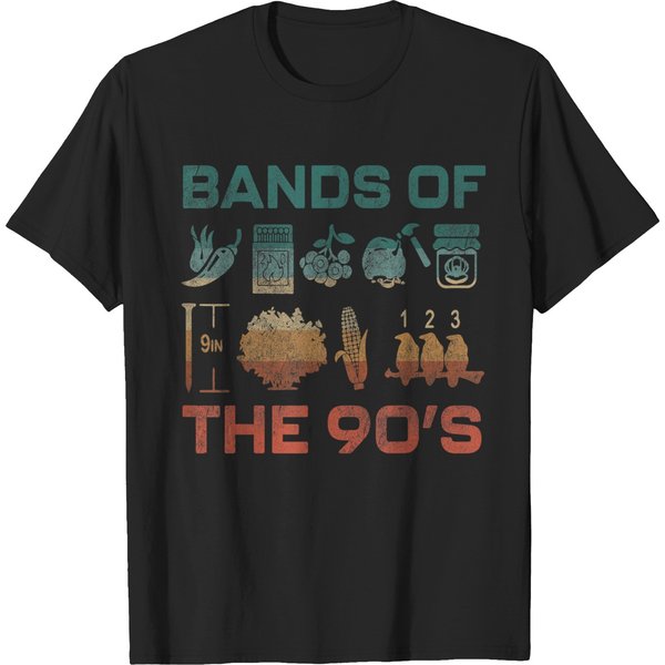 Retro Popular Music Bands Of The 90S Funny Vintages Rock T-Shirts-image