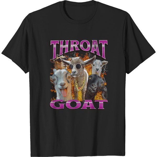 Unisex-Adults Throat Goats Funny Offensive Adult Humor Bootleg Y2K Graphic - Black Small - Sh T-Shirts-image
