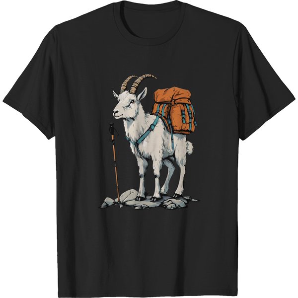 Mountain Goat Backpacker Camping Hiking Wilderness Funny T-Shirts-image