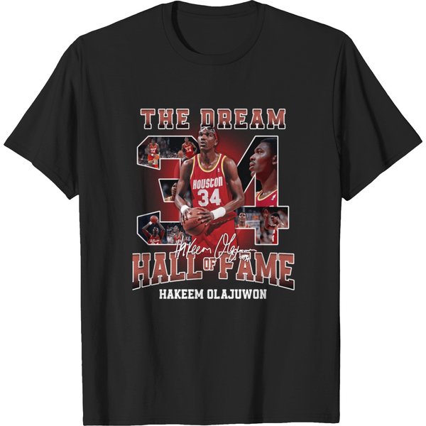 Hakeem Olajuwon The Dream Houston Basketball Legend Signature Vintage Retro 80S 90S Bootleg Rap Style 1 : Sale !!! Michael Jordan Basketball Bootleg 90S , Michael Jordan Vintage , Michael Jordan Basketball Team T-Shirts-image