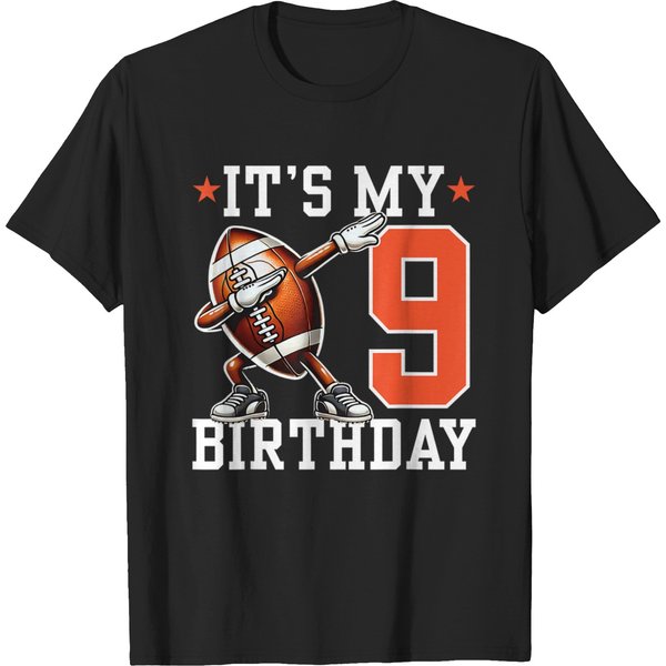 Its My 9 Birthday 9Th Years Old Football Party Birthday T-Shirts-image