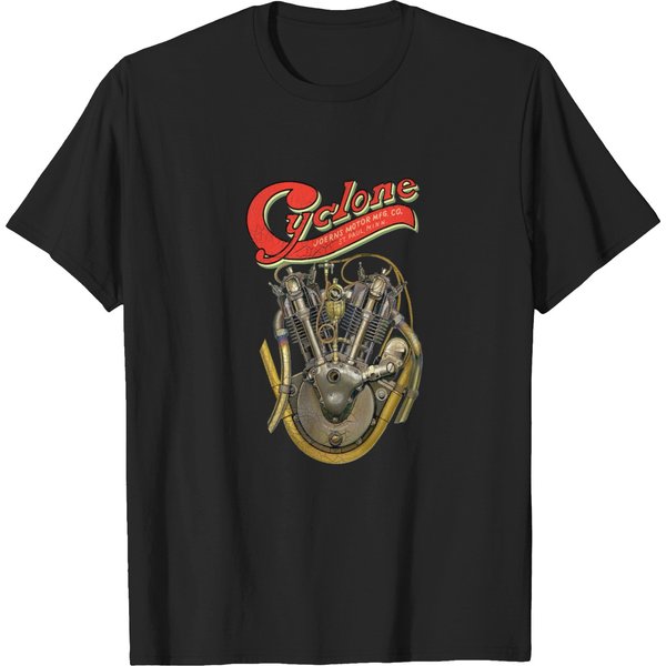Vintagess Cyclone Motorcycle Engine The Strand By Motormaniac T-Shirts-image