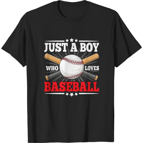 Just A Boy Who Loves Baseball Funny Baseball Player T-Shirts-image