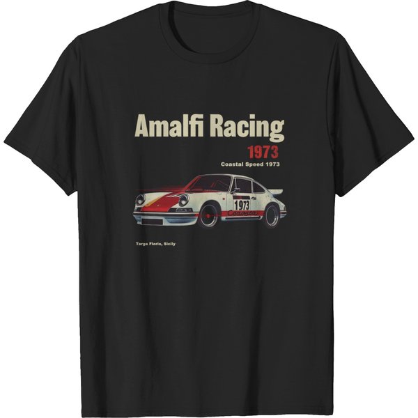 Amalfi Racing Vintage Car Graphic Tee - Sicily Italy, Amalfi Coast, Souvenir Travel Vacation T-Shirt-image