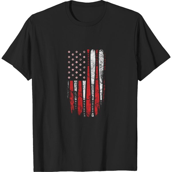 Baseball-Baseball Flag T-Shirt For Baseball Lover T-Shirt-image