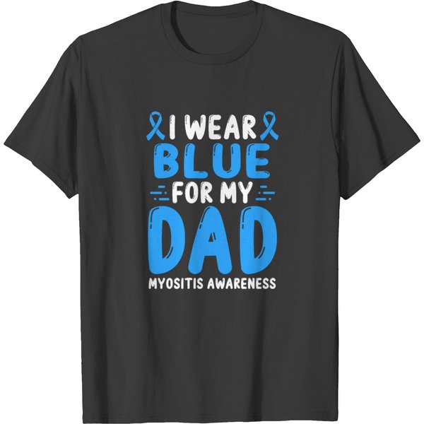 Myositis Awareness Dad Papa Blue Ribbon T Shirts-image