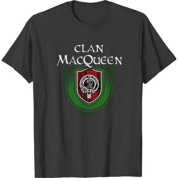 Clan Macqueen Scottish Crest Badge And Tartan T Shirts-image