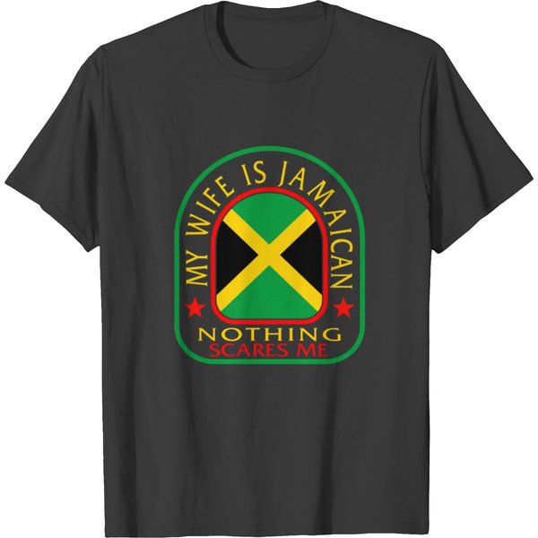 Jamaica T Shirts, My Wife Is Jamaican Flag Funny T Shirts-image