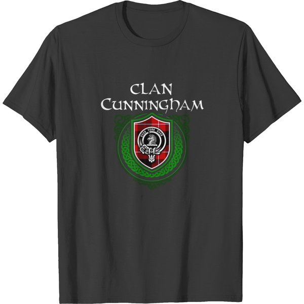 Cunningham Surname Scottish Clan Tartan Crest T Shirts-image