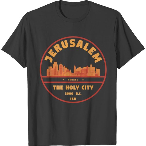 Jerusalem Israel City Badge T Shirts-image