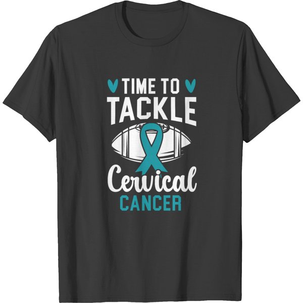 Time To Tackle Cervical Cancer Warrior Football T Shirts-image